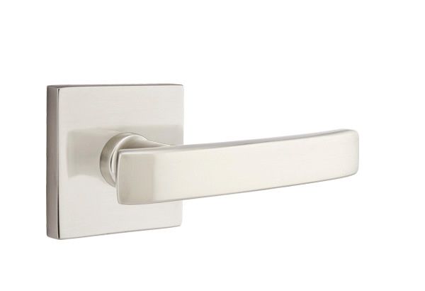 Emtek 5050GVUS15 Geneva Lever Dummy Pair with Square Rose for 1-1/4" to 2" Door Satin Nickel Finish