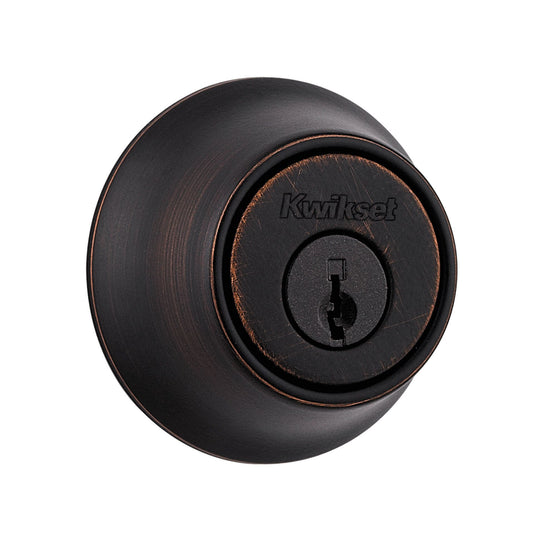 Kwikset 660-11PV1 Single Cylinder Deadbolt with RCAL Latch and RCS Strike with New Chassis Venetian Bronze Finish