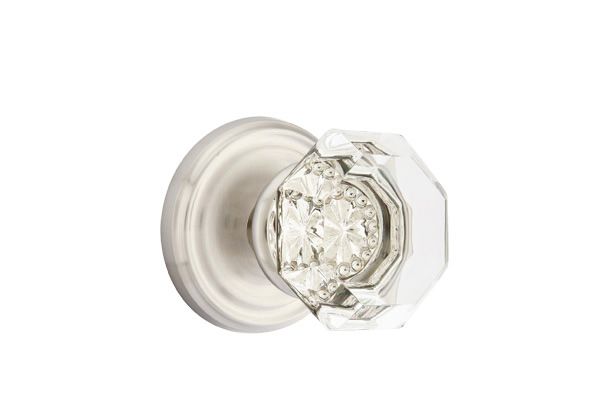 Emtek 8050OTUS15 Old Town Crystal Knob Dummy Pair with Regular Rose for 1-1/4" to 2" Door Satin Nickel Finish