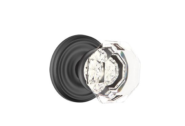 Emtek 8050OTUS19 Old Town Crystal Knob Dummy Pair with Regular Rose for 1-1/4" to 2" Door Flat Black Finish