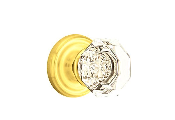 Emtek 8200OTUS3 Old Town Crystal Knob 2-3/8" Backset Privacy with Regular Rose for 1-1/4" to 2" Door Polished Brass Lifetime Finish