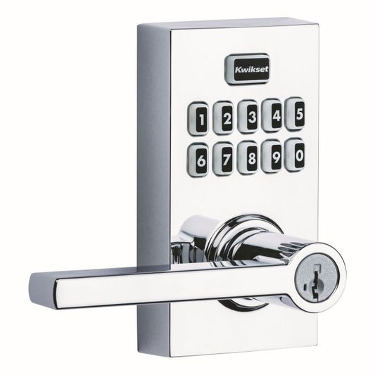 Kwikset 917HFL-26S Smartcode Keypad Electronic with Halifax Lever SmartKey with 6AL Latch and RCS Strike Bright Chrome Finish