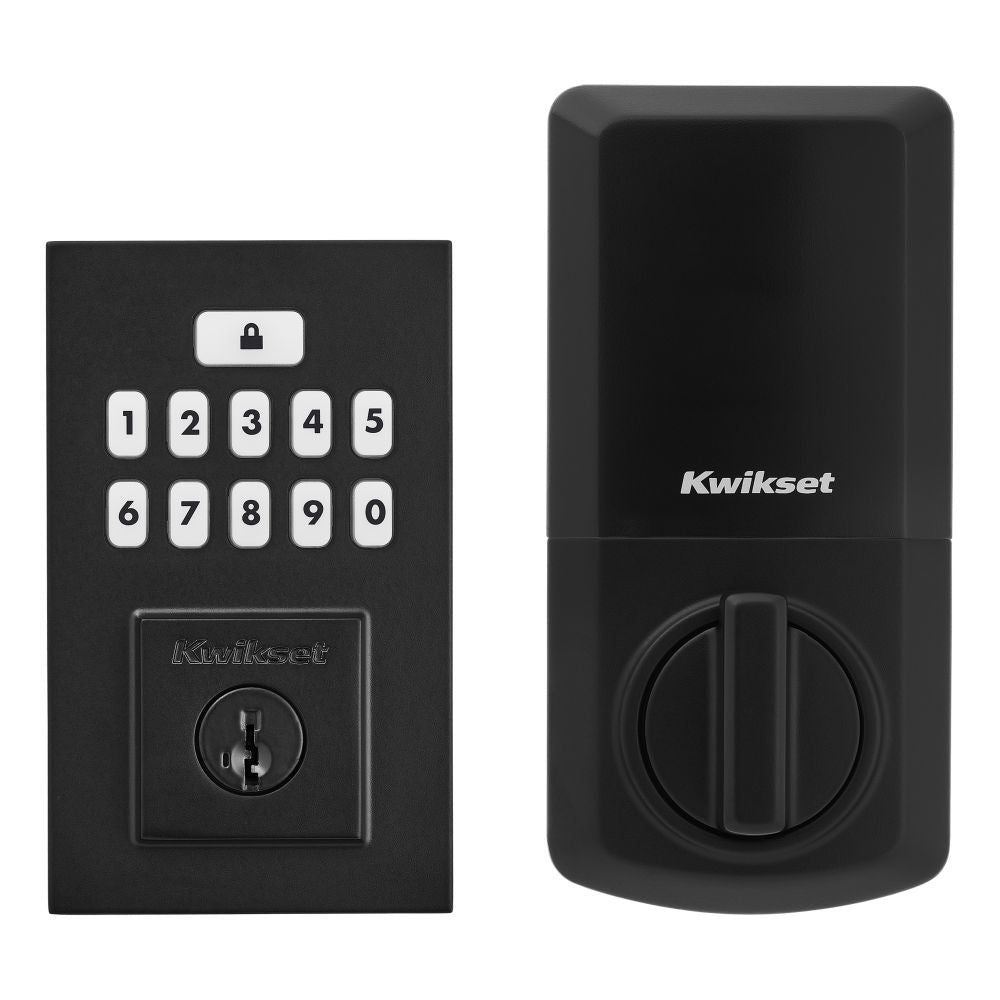 Kwikset 9260CNT-514S Contemporary SmartCode Keypad Electronic Deadbolt SmartKey Matte Black Finish