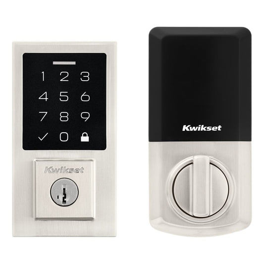 Kwikset 9270CNT-15S Contemporary SmartCode Touchpad Electronic Deadbolt SmartKey Satin Nickel Finish