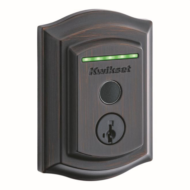 Kwikset 959TRLFPRT-11PS Halo Touch Traditional Fingerprint Deadbolt with Built-in Wifi and SmartKey Backup Venetian Bronze Finish