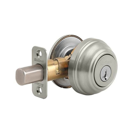 Kwikset 980S-15V1 Single Cylinder Deadbolt with New Chassis with RCAL Latch and RCS Strike Satin Nickel Finish