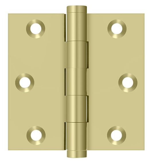 Deltana DSB33-UNL 3" x 3" Square Hinge; Unlacquered Bright Brass Finish