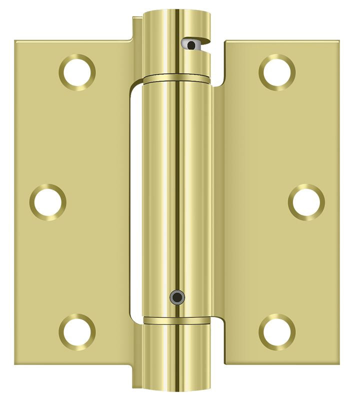 Deltana DSH35U3 3-1/2" x 3-1/2" Spring Hinge; Bright Brass Finish