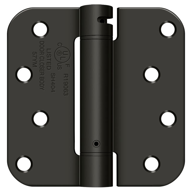 Deltana DSH4R510B 4" x 4" 5/8" Radius Spring Hinge; Oil Rubbed Bronze Finish