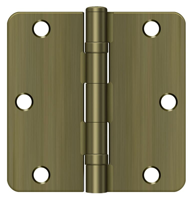 Deltana S35R4BB5 3-1/2" x 3-1/2" x 1/4" Radius Hinge; Ball Bearing; Antique Brass Finish