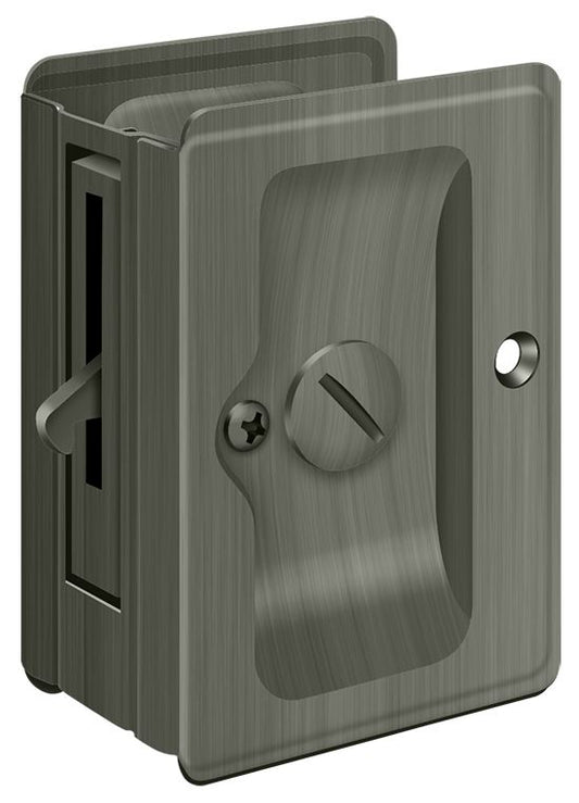 Deltana SDLA325U15A Heavy Duty Pocket Lock; Adjustable; 3-1/4" x 2 1/4" Privacy; Antique Nickel Finish