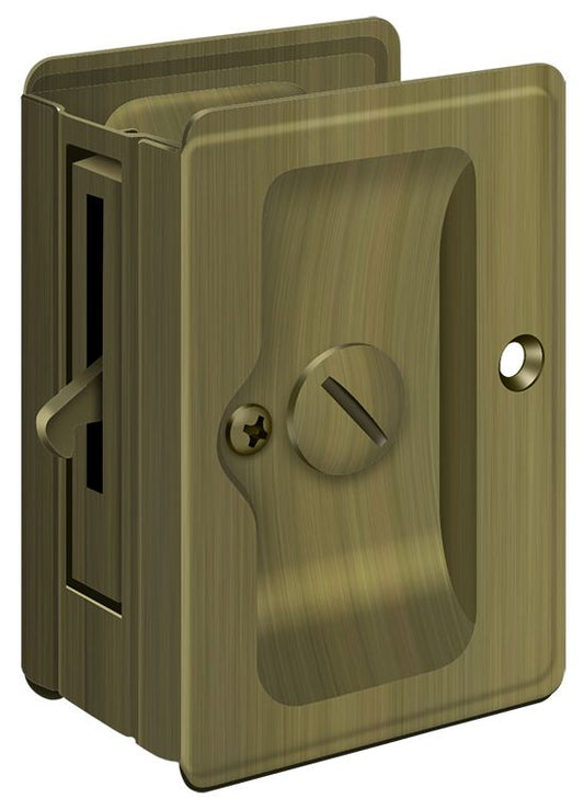Deltana SDLA325U5 Heavy Duty Pocket Lock; Adjustable; 3-1/4" x 2 1/4" Privacy; Antique Brass Finish
