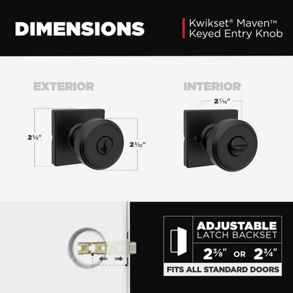 Kwikset - Maven Knob (Square) - Keyed - featuring SmartKey