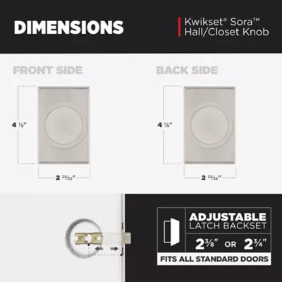 Kwikset - Sora Knob (Rectangle) - Hall/Closet