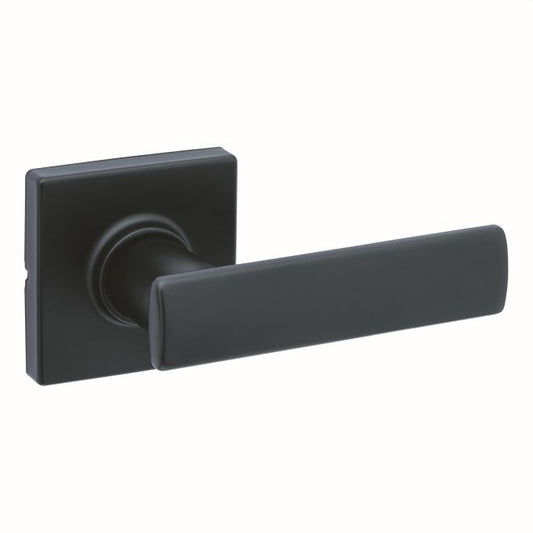 Kwikset 200BRNLSQT-514 Breton Lever with Square Rose Passage Door Lock with 6AL Latch and RCS Strike Matte Black Finish