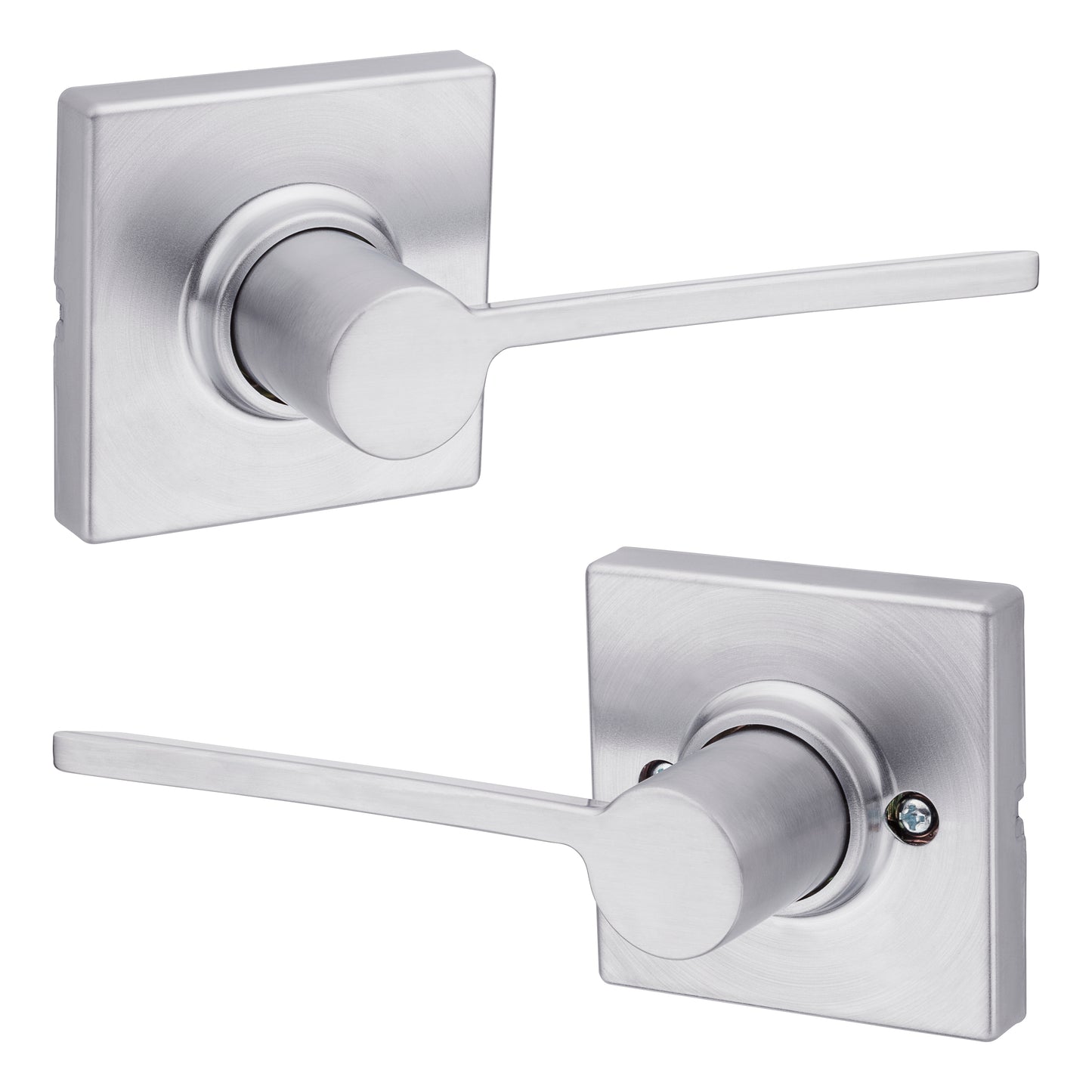 Kwikset 200LRLSQT-26D Ladera Lever with Square Rose Passage Door Lock and 6AL Latch and RCS Strike Satin Chrome Finish