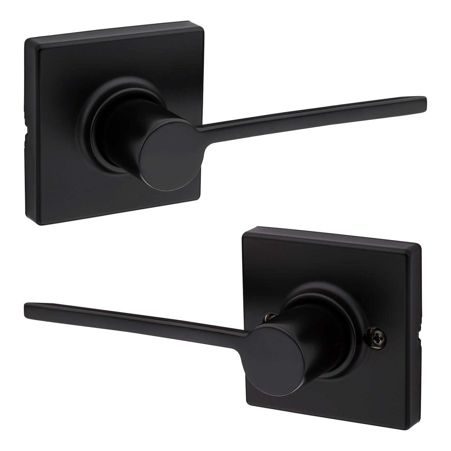 Kwikset 200LRLSQT-514 Ladera Lever with Square Rose Passage Door Lock with 6AL Latch and RCS Strike Matte Black Finish