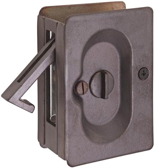 Emtek 2102MB Priv Pocket Door Lock Medium Bronze Finish