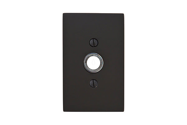 Emtek 2463US19 Doorbell Button Modern Rectangular Rose Flat Black Finish