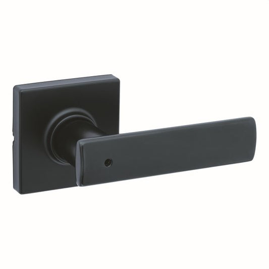 Kwikset 300BRNLSQT-514 Breton Lever with Square Rose Privacy Door Lock with 6AL Latch and RCS Strike Matte Black Finish