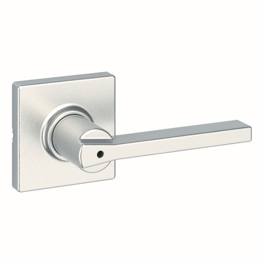 Kwikset 300CSLSQT-15 Casey Lever with Square Rose Privacy Door Lock with 6AL Latch and RCS Strike Satin Nickel Finish