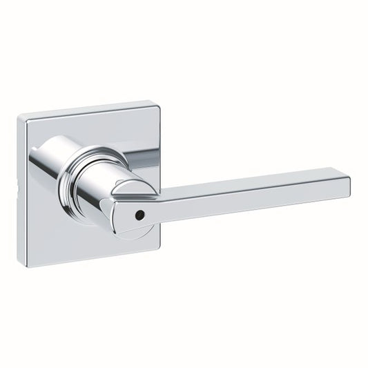 Kwikset 300CSLSQT-26 Casey Lever with Square Rose Privacy Door Lock with 6AL Latch and RCS Strike Bright Chrome Finish