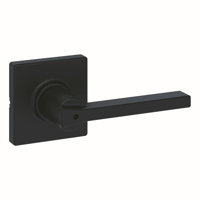 Kwikset 300CSLSQT-514 Casey Lever with Square Rose Privacy Door Lock with 6AL Latch and RCS Strike Matte Black Finish