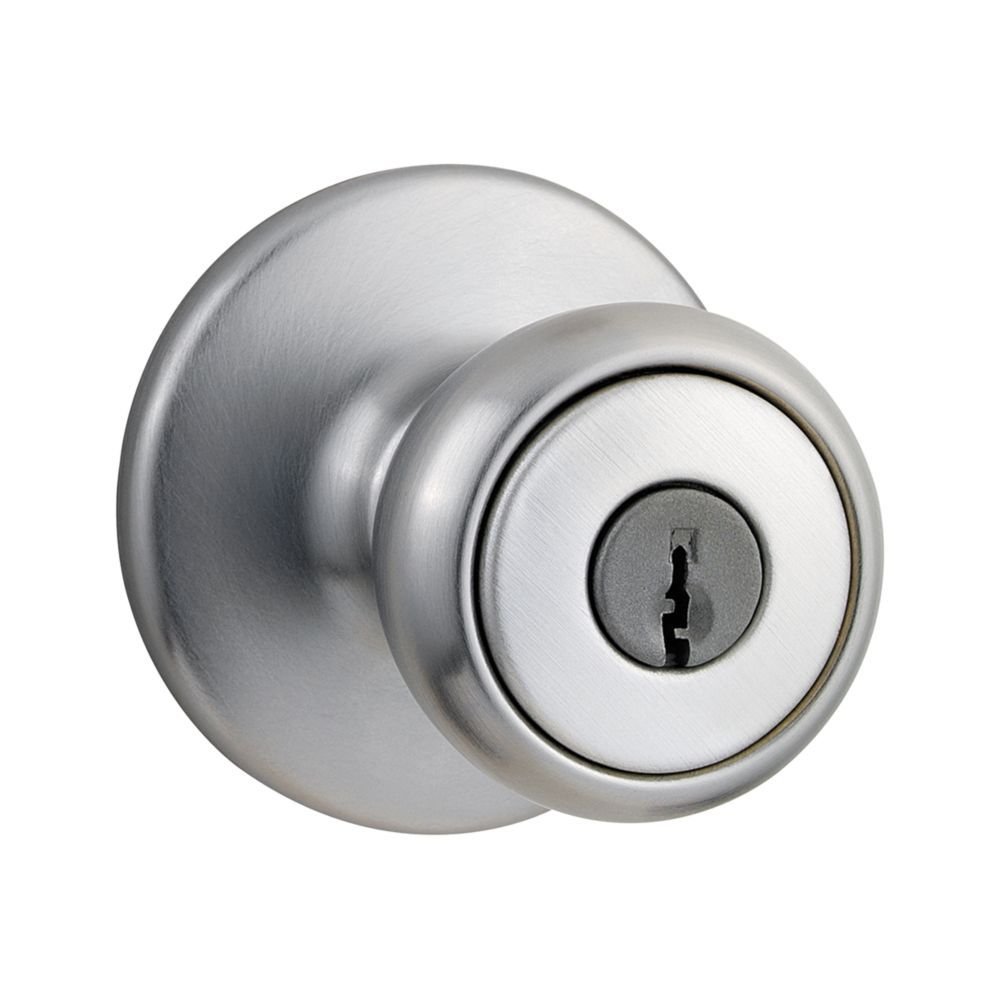 Kwikset 400T-26DKDTV1 Tylo Knob Entry Door Lock with New Chassis with RCAL Latch and 3028 Strike Satin Chrome Finish