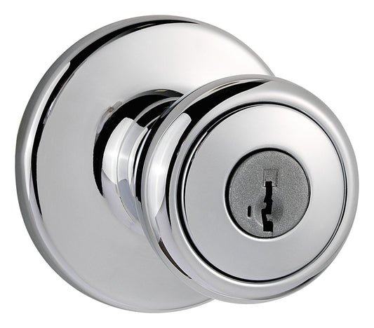 Kwikset 400T-26SV1 Tylo Knob Entry Door Lock with New Chassis SmartKey with 6AL Latch and RCS Strike Bright Chrome Finish