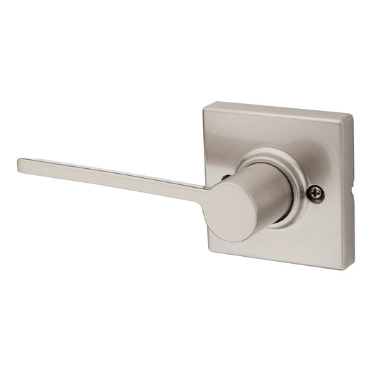 Kwikset 488LRLSQTLH-15 Left Hand Ladera Lever with Square Rose Half Dummy Satin Nickel Finish