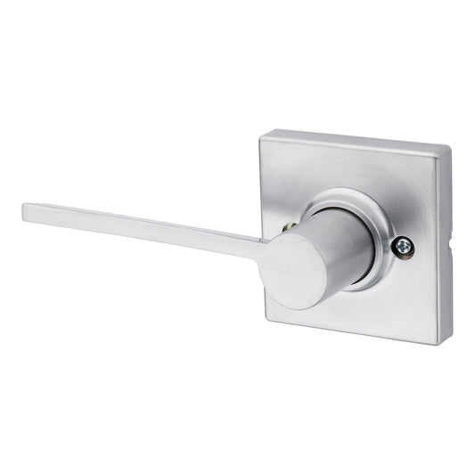 Kwikset 488LRLSQTLH-26D Left Hand Ladera Lever with Square Rose Half Dummy Satin Chrome Finish