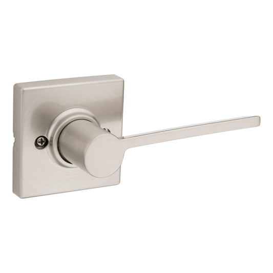 Kwikset 488LRLSQTRH-15 Right Hand Ladera Lever with Square Rose Half Dummy Satin Nickel Finish