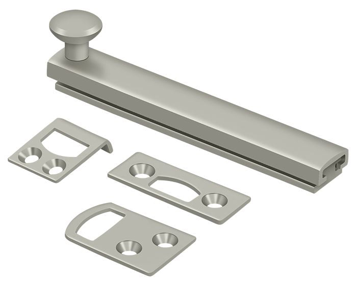 Deltana 4SBCS15 4" Surface Bolt; Concealed Screw; Heavy Duty; Satin Nickel Finish