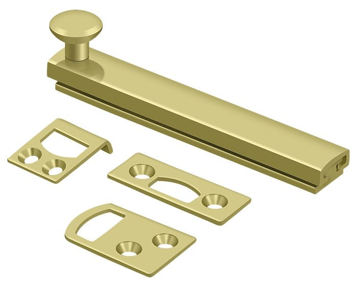 Deltana 4SBCS3 4" Surface Bolt; Concealed Screw; Heavy Duty; Bright Brass Finish