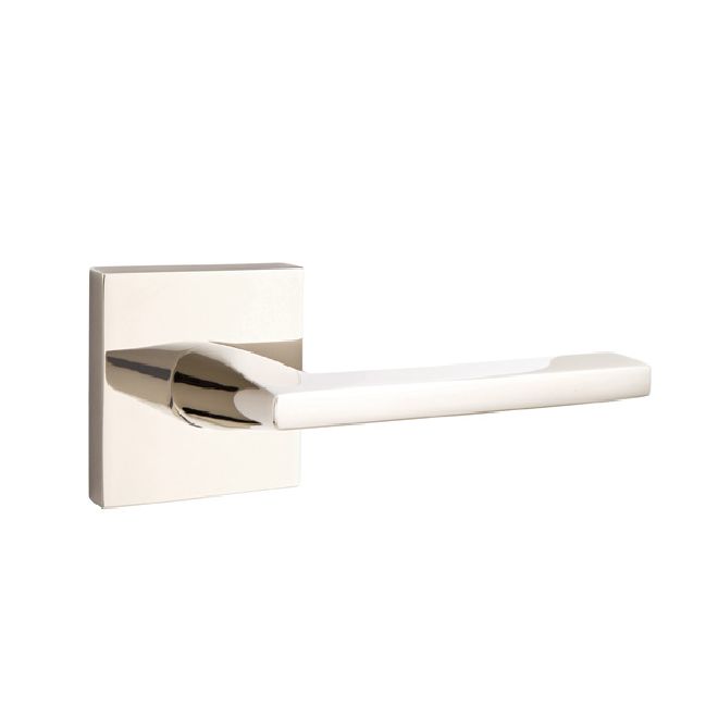 Emtek 5050HLOUS14 Helios Lever Dummy Pair with Square Rose for 1-1/4" to 2" Door Polished Nickel Lifetime Finish