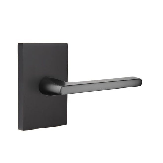 Emtek 5052HLOUS19 Helios Lever Dummy Pair with Modern Rectangular Rose for 1-1/4" to 2" Door Flat Black Finish