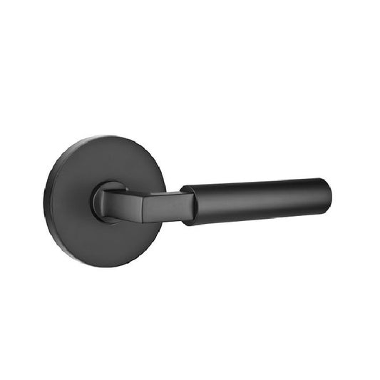 Emtek 5109HECUS19LH Hercules Lever Left Hand 2-3/8" Backset Passage with Disk Rose for 1-1/4" to 2" Door Flat Black Finish