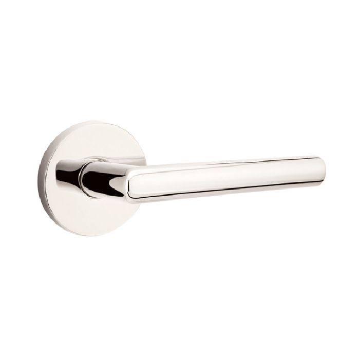 Emtek 5109STUUS14RH Stuttgart Lever Right Hand 2-3/8" Backset Passage with Disk Rose for 1-1/4" to 2" Door Polished Nickel Lifetime Finish