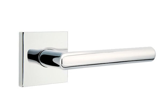 Emtek 5110STUUS26LH Stuttgart Lever Left Hand 2-3/8" Backset Passage with Square Rose for 1-1/4" to 2" Door Polished Chrome Finish