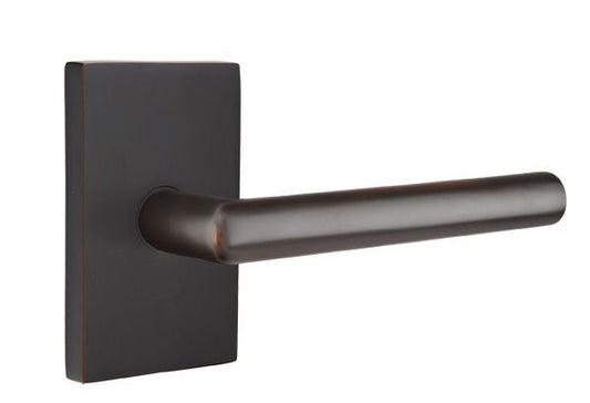 Emtek 5112STUUS10BLH Stuttgart Lever Left Hand 2-3/8" Backset Passage with Modern Rectangular Rose for 1-1/4" to 2" Door Oil Rubbed Bronze Finish