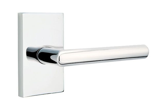 Emtek 5112STUUS26LH Stuttgart Lever Left Hand 2-3/8" Backset Passage with Modern Rectangular Rose for 1-1/4" to 2" Door Polished Chrome Finish