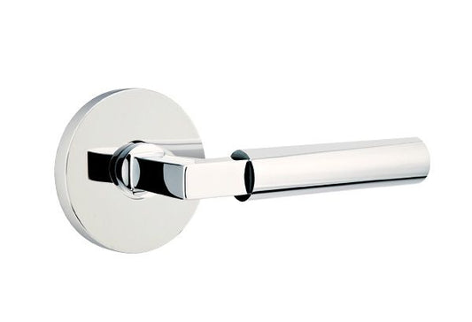 Emtek 5209HECUS26LH Hercules Lever Left Hand 2-3/8" Backset Privacy with Disk Rose for 1-1/4" to 2" Door Polished Chrome Finish