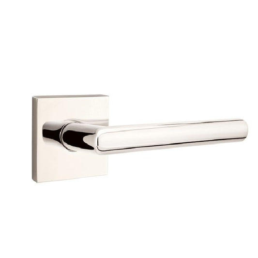 Emtek 5210STUUS14RH Stuttgart Lever Right Hand 2-3/8" Backset Privacy with Square Rose for 1-1/4" to 2" Door Polished Nickel Lifetime Finish