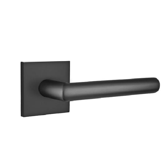 Emtek 5210STUUS19RH Stuttgart Lever Right Hand 2-3/8" Backset Privacy with Square Rose for 1-1/4" to 2" Door Flat Black Finish