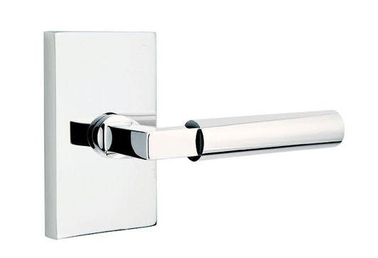 Emtek 5212HECUS26LH Hercules Lever Left Hand 2-3/8" Backset Privacy with Modern Rectangular Rose for 1-1/4" to 2" Door Polished Chrome Finish