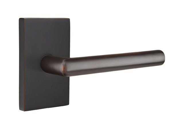 Emtek 5212STUUS10BRH Stuttgart Lever Right Hand 2-3/8" Backset Privacy with Modern Rectangular Rose for 1-1/4" to 2" Door Oil Rubbed Bronze Finish