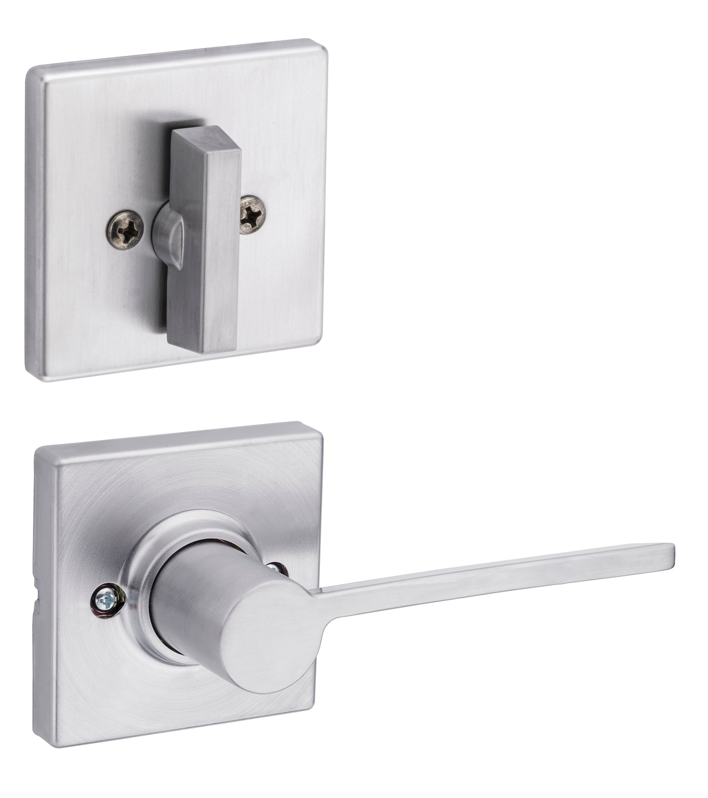 Kwikset 604LRLSQTLH-26D Left Hand Ladera Lever with Square Rose Interior Single Cylinder Handleset Trim Satin Chrome Finish