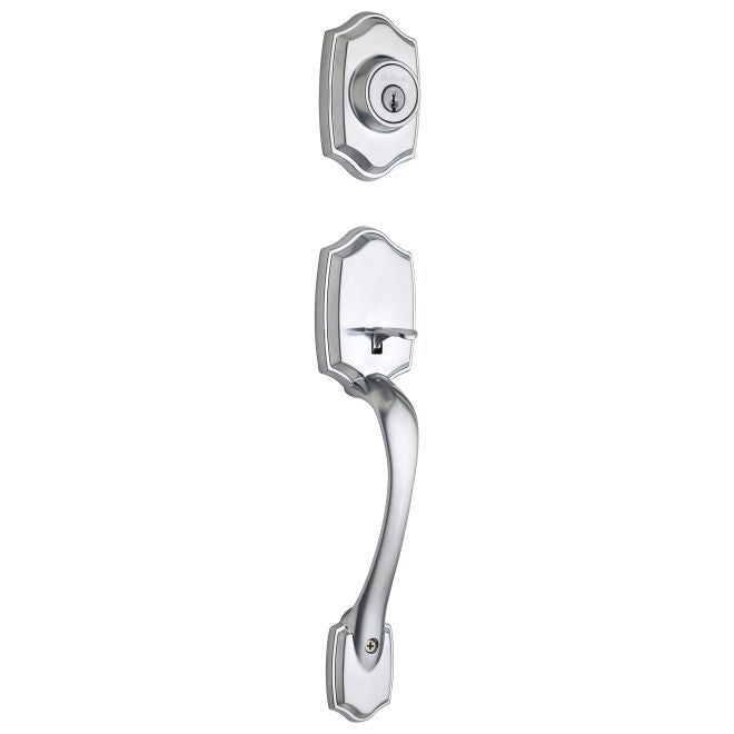 Kwikset 687BWLIP-26D Belleview Single Cylinder Exterior Handleset with RCAL Latch and RCS Strike Satin Chrome Finish