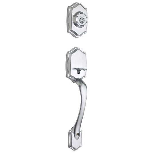 Kwikset 687BWLIP-26D Belleview Single Cylinder Exterior Handleset with RCAL Latch and RCS Strike Satin Chrome Finish