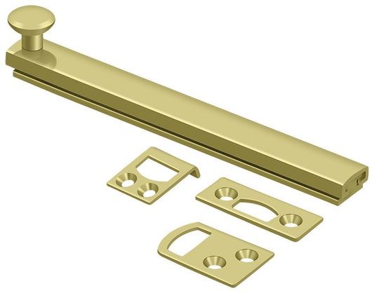 Deltana 6SBCS3 6" Surface Bolt; Concealed Screw; Heavy Duty; Bright Brass Finish